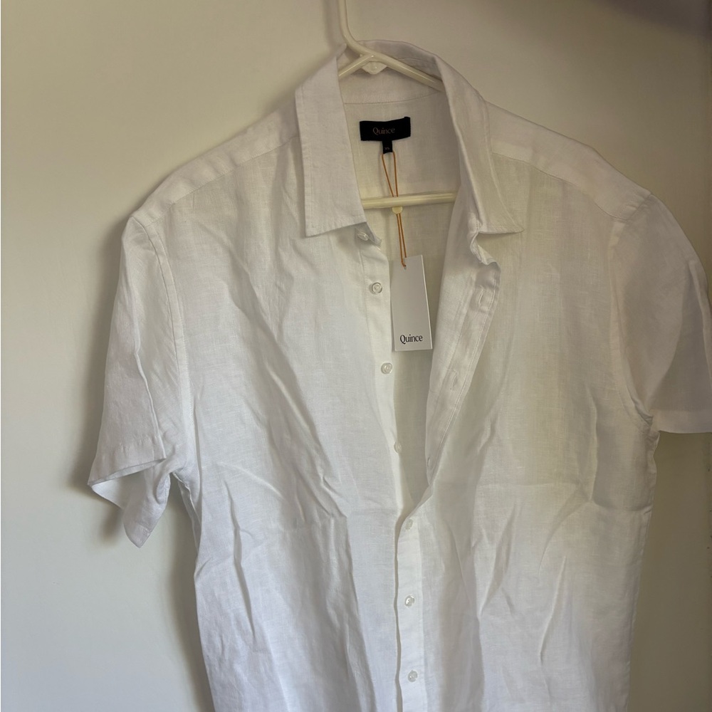Quince White Casual Button Down Shirt Crisp Cotton